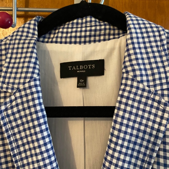 Talbots Blue Gingham Blazer Jacket - Picture 3 of 5